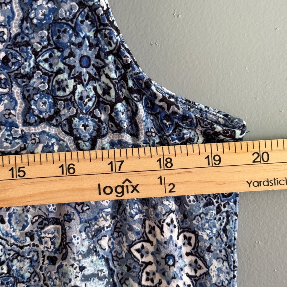 NWT Cynthia Rowley‎ Womens 1X Maxi Dress Blue Medallion Tile Print Banana Boho - Picture 8 of 9